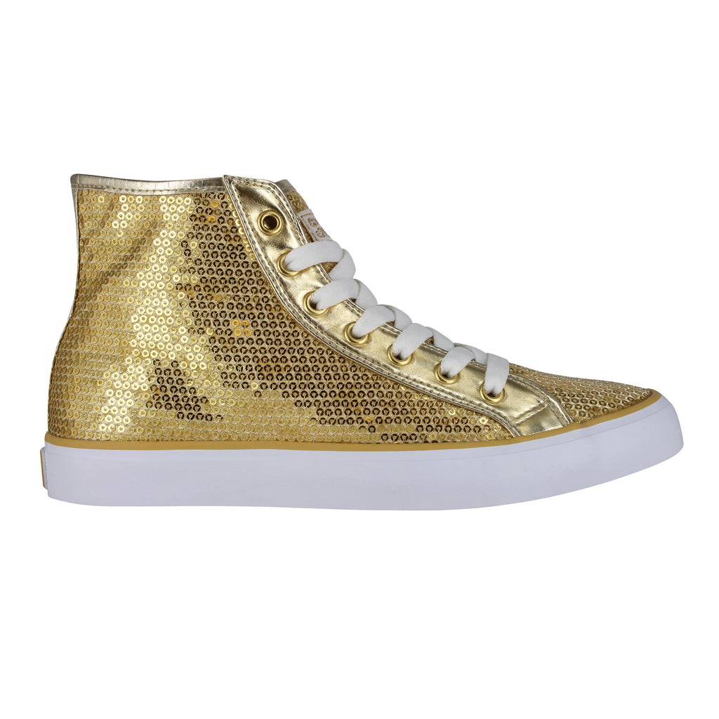 Gotta Flurt Women's Disco II Hi Gold Sequin Dance Sneaker.